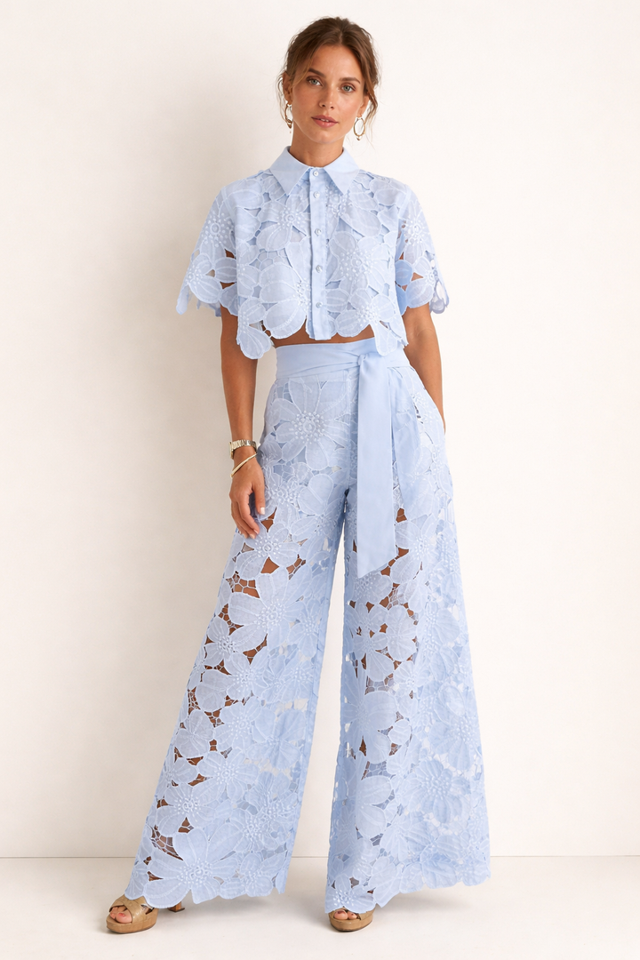 Adèle | Ensemble Pantalon Palazzo Dentelle Femme