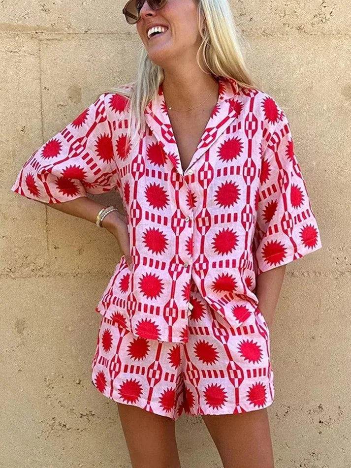 Adèle | Ensemble Short Chemise Imprimé Femme