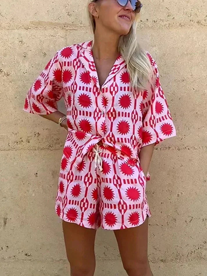Adèle | Ensemble Short Chemise Imprimé Femme