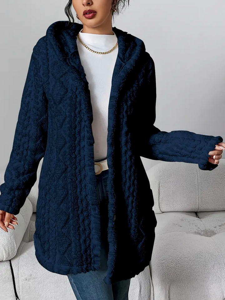 Adèle | Manteau Femme à Capuche Fausse Fourrure Écru