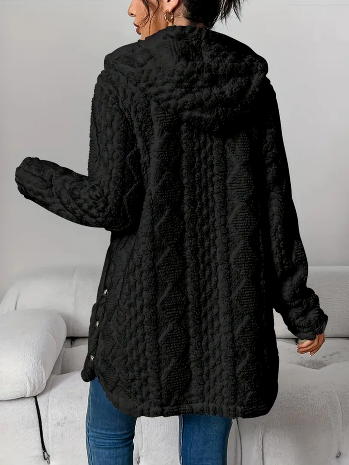 Adèle | Manteau Femme à Capuche Fausse Fourrure Écru