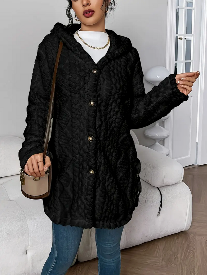 Adèle | Manteau Femme à Capuche Fausse Fourrure Écru