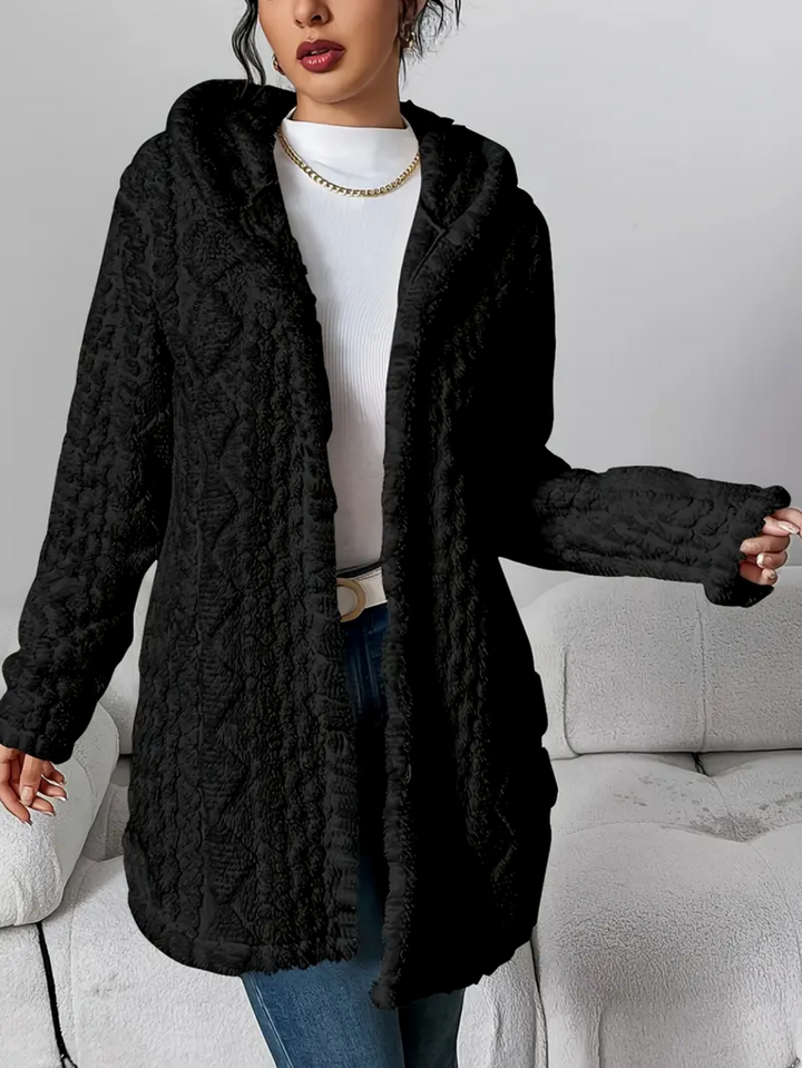 Adèle | Manteau Femme à Capuche Fausse Fourrure Écru