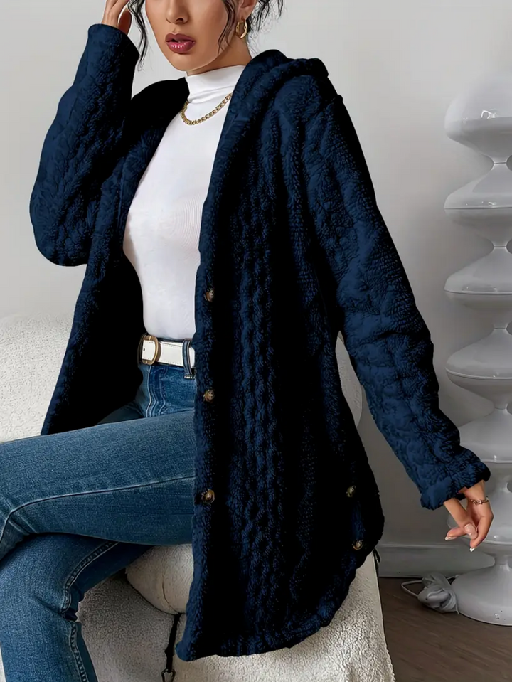 Adèle | Manteau Femme à Capuche Fausse Fourrure Écru