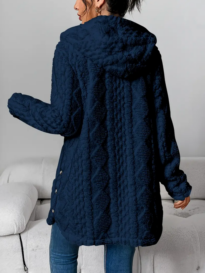 Adèle | Manteau Femme à Capuche Fausse Fourrure Écru