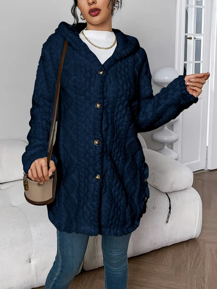 Adèle | Manteau Femme à Capuche Fausse Fourrure Écru