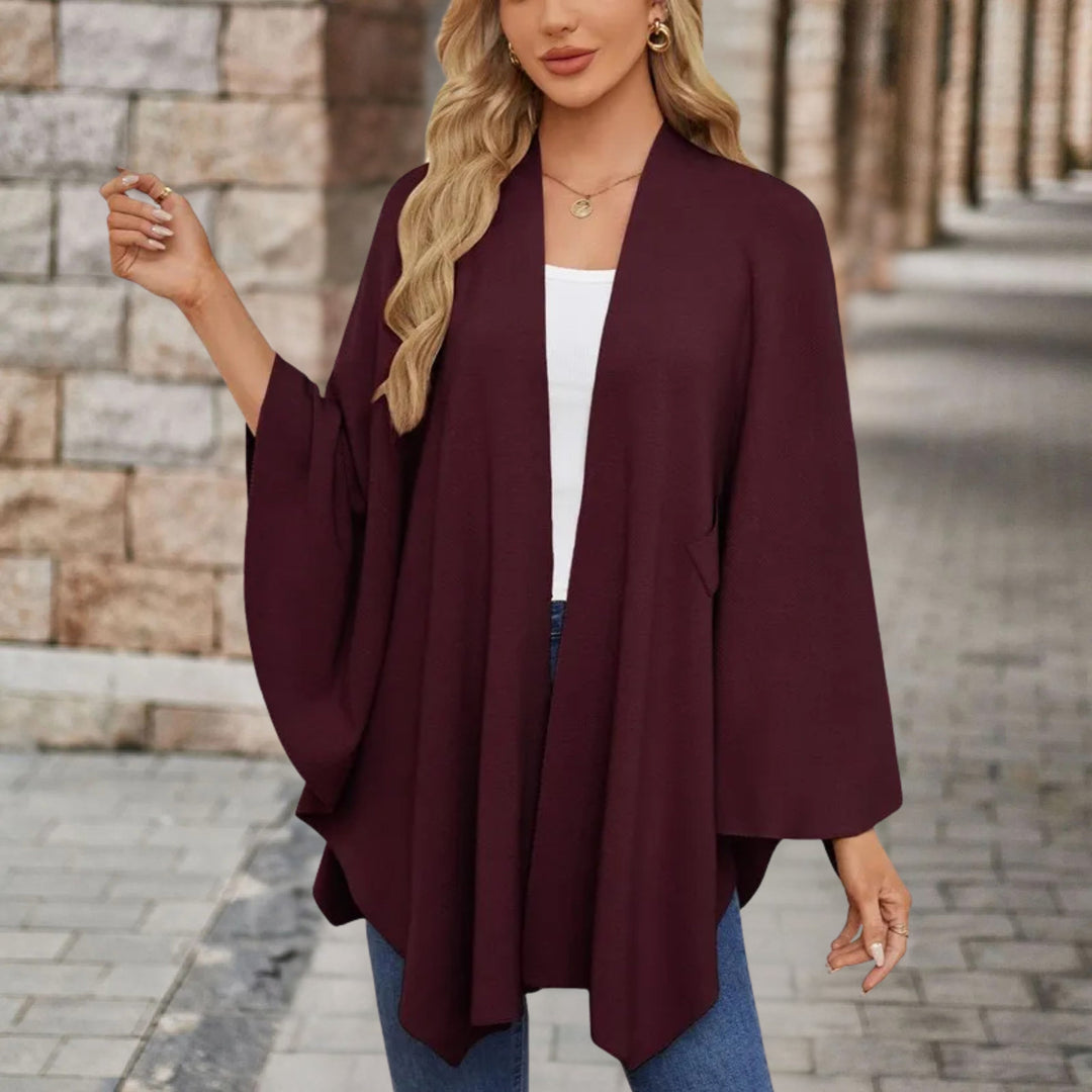 Adèle | Poncho Cache-Cœur Rose Femme Manches Longues
