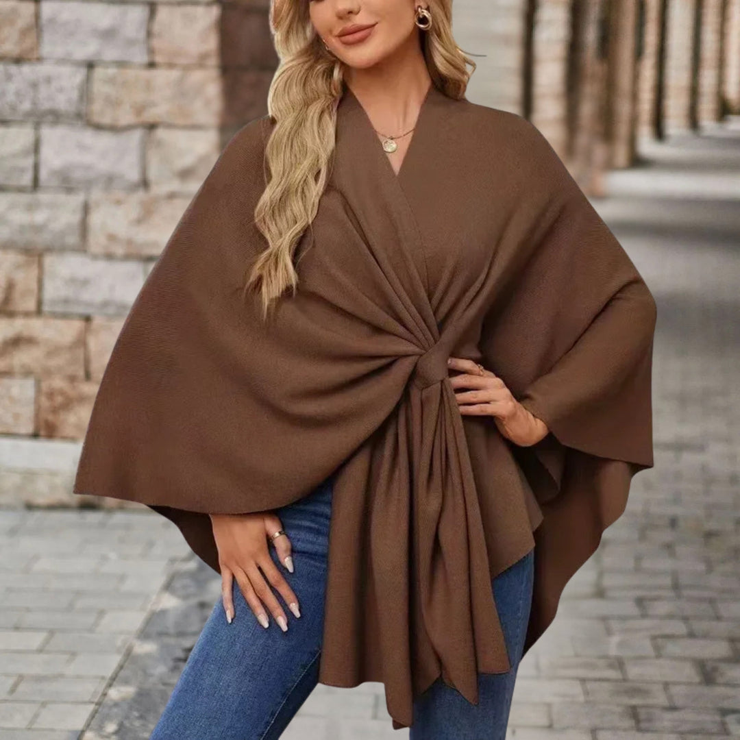 Adèle | Poncho Cache-Cœur Rose Femme Manches Longues