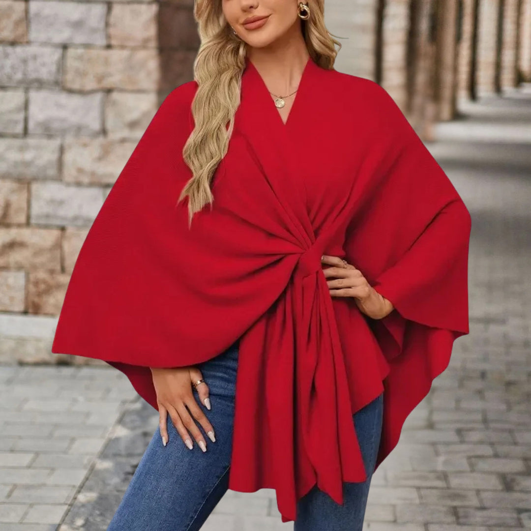Adèle | Poncho Cache-Cœur Rose Femme Manches Longues