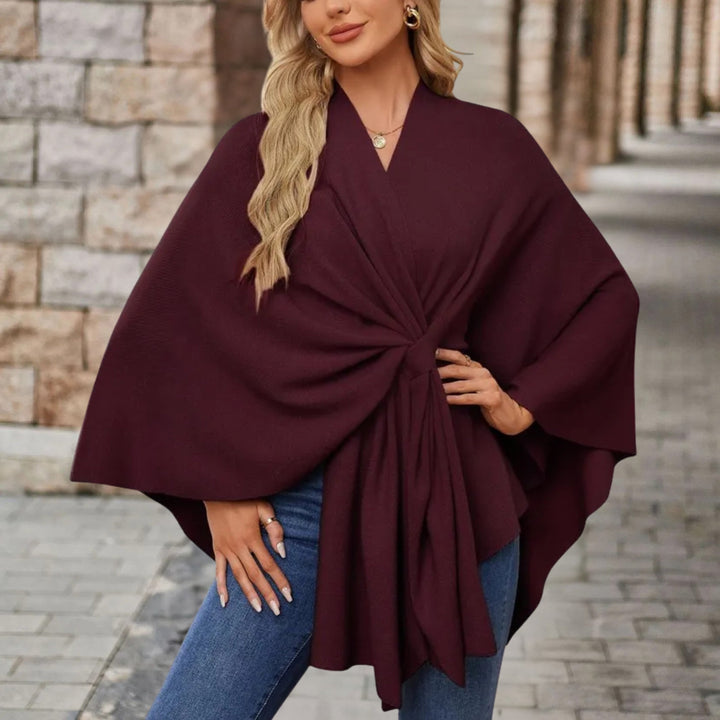 Adèle | Poncho Cache-Cœur Rose Femme Manches Longues