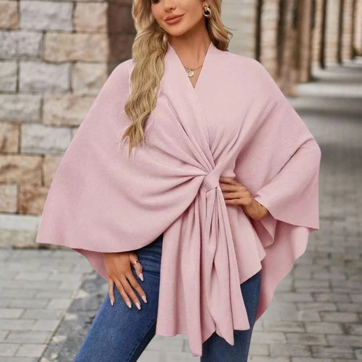 Adèle | Poncho Cache-Cœur Rose Femme Manches Longues