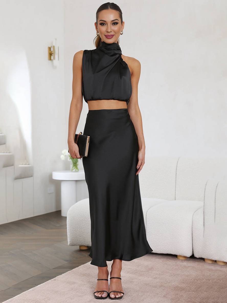 Adèle | Robe Invitée Mariage Deux Pièces Satin