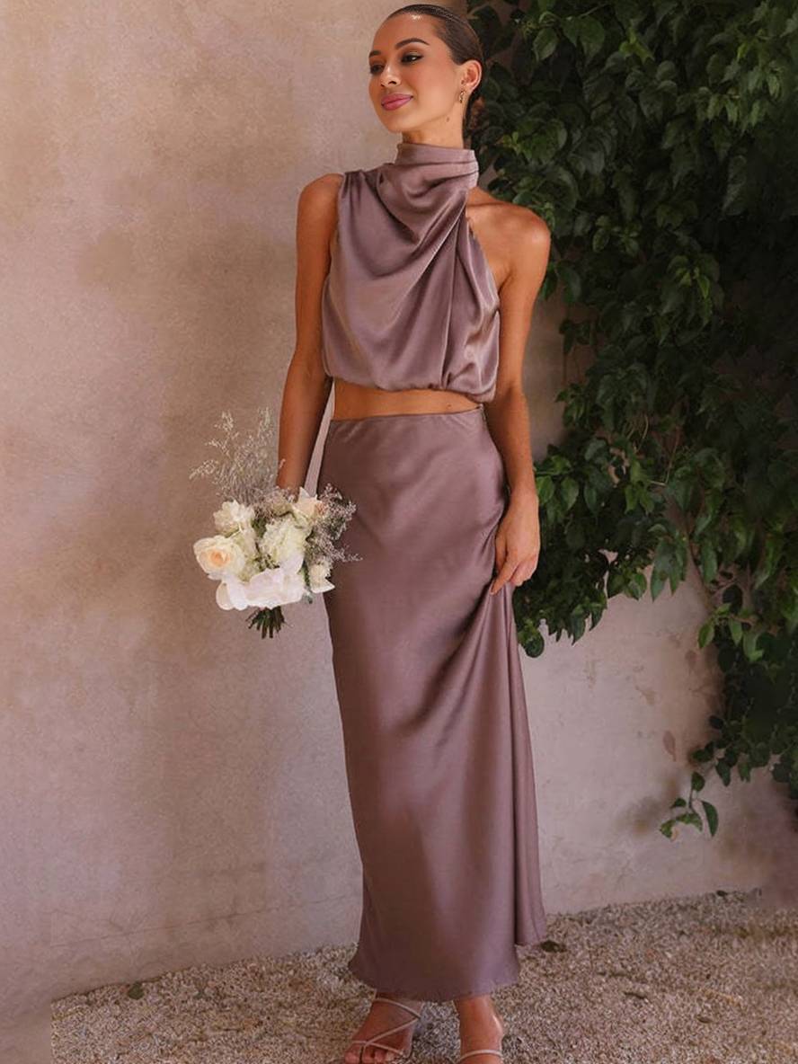 Adèle | Robe Invitée Mariage Deux Pièces Satin
