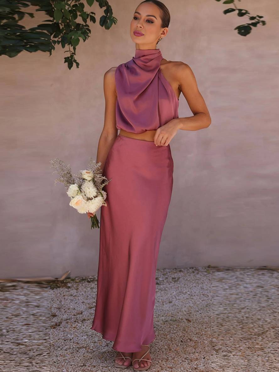 Adèle | Robe Invitée Mariage Deux Pièces Satin