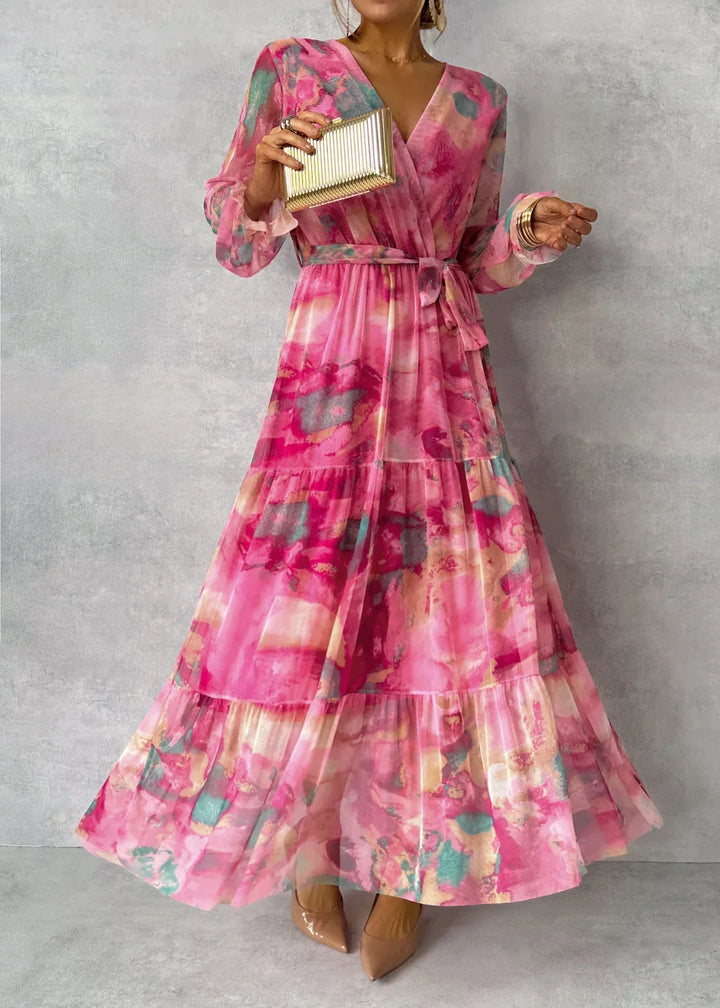 Adèle | Robe Maxi Imprimée Fleurie Manches Bouffantes