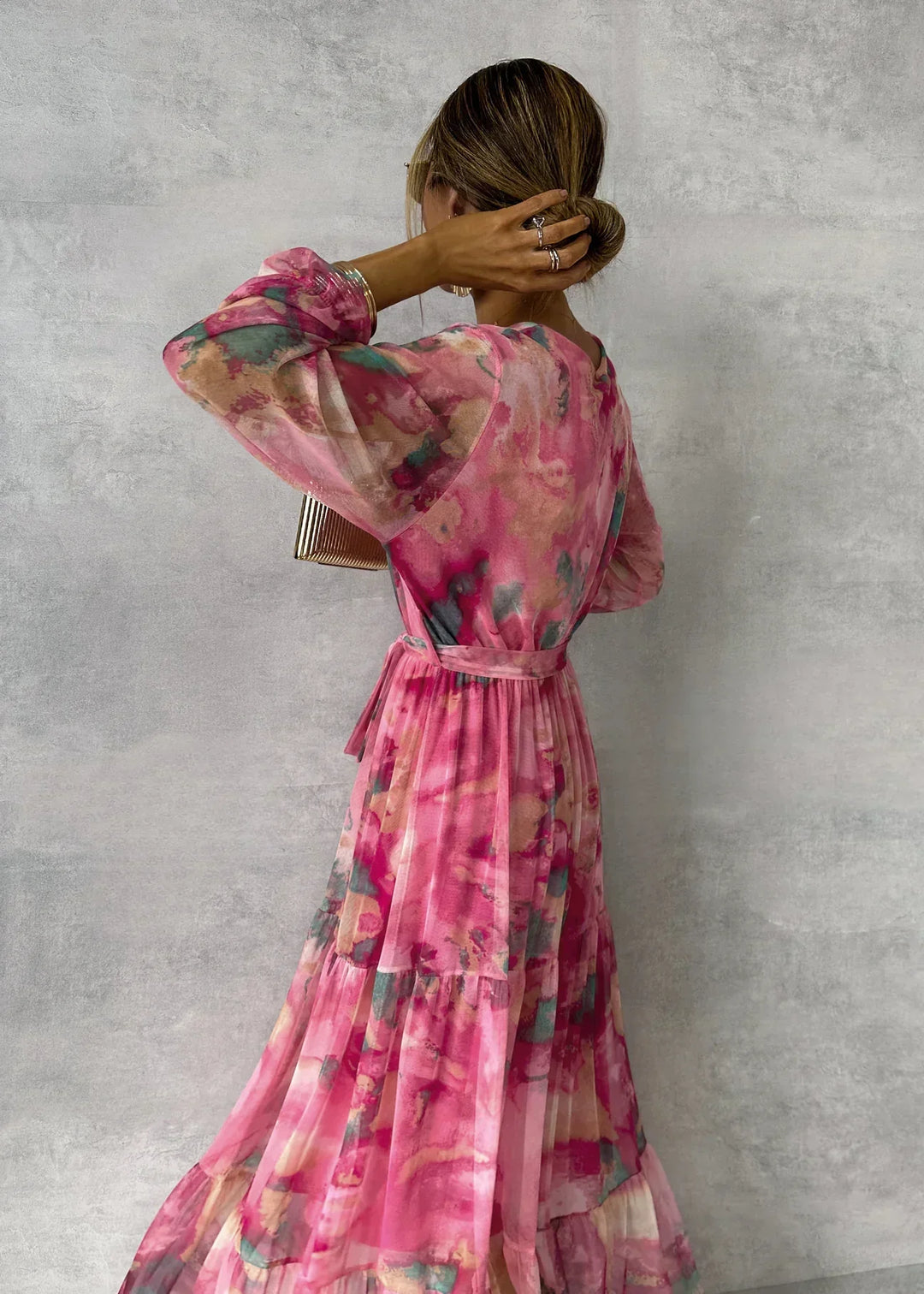 Adèle | Robe Maxi Imprimée Fleurie Manches Bouffantes