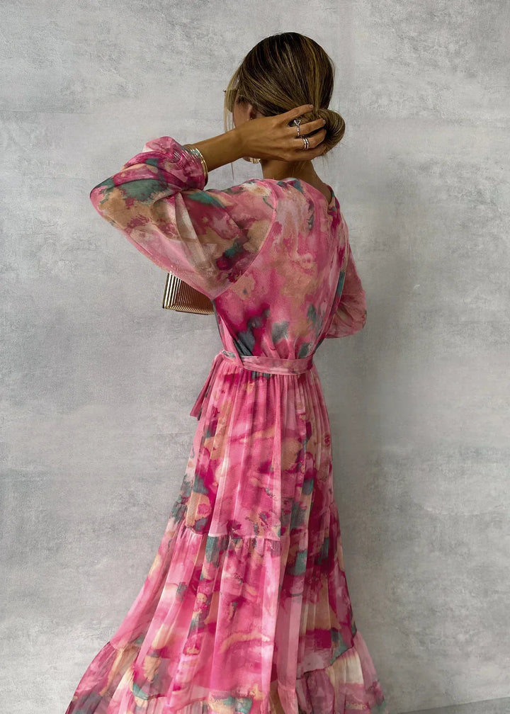 Adèle | Robe Maxi Imprimée Fleurie Manches Bouffantes