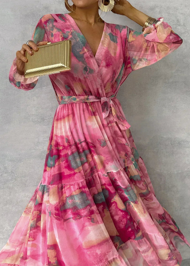 Adèle | Robe Maxi Imprimée Fleurie Manches Bouffantes