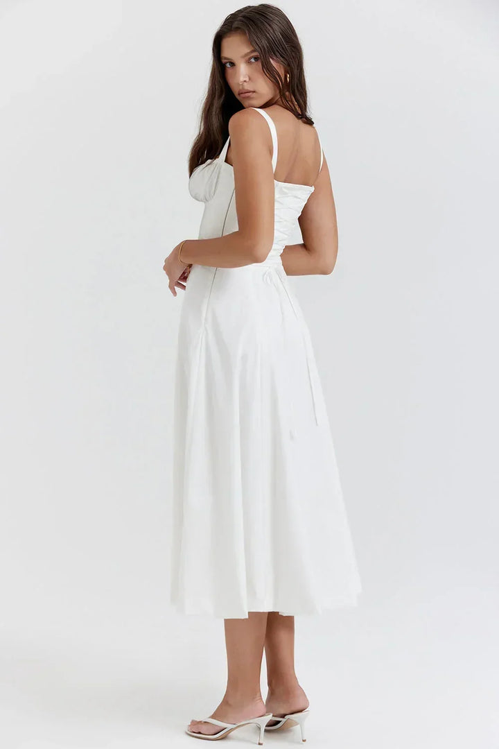 Adèle | Robe Midi Femme Corset Évasée