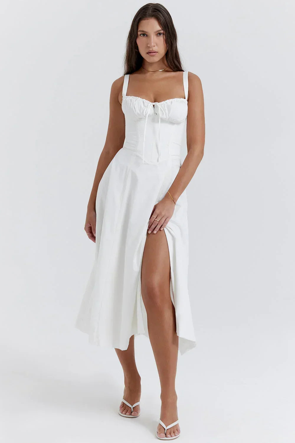 Adèle | Robe Midi Femme Corset Évasée