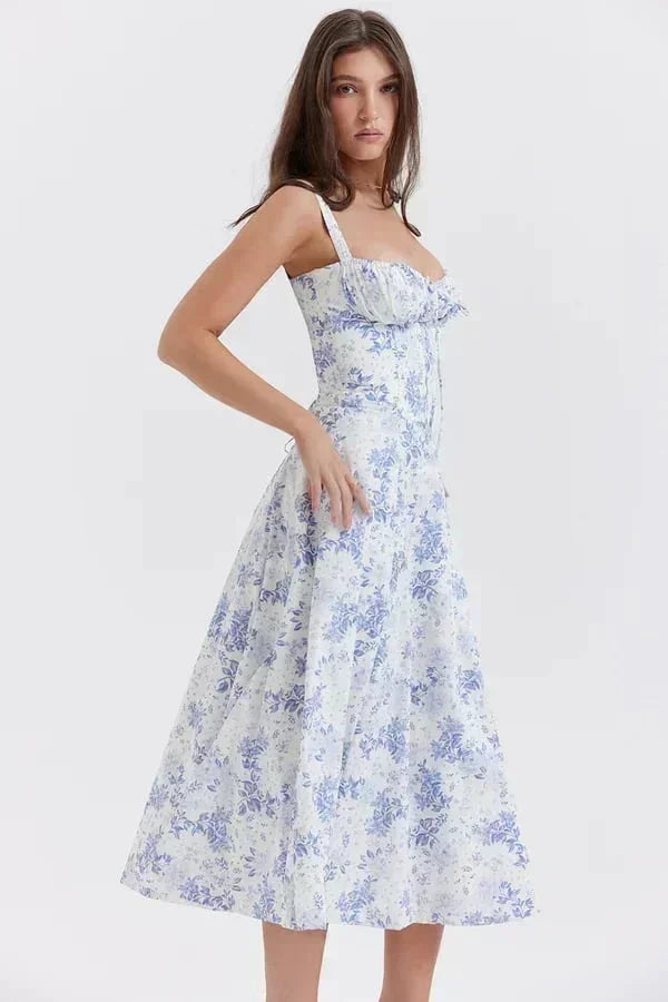 Adèle | Robe Midi Femme Corset Évasée