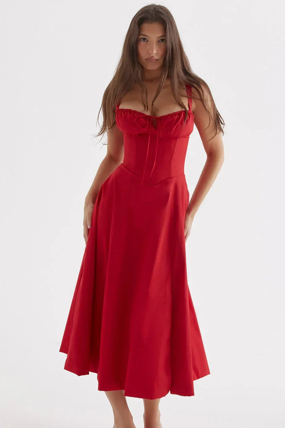 Adèle | Robe Midi Femme Corset Évasée