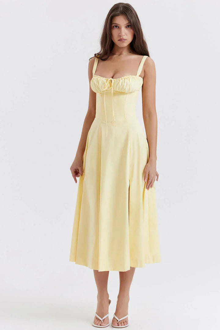 Adèle | Robe Midi Femme Corset Évasée