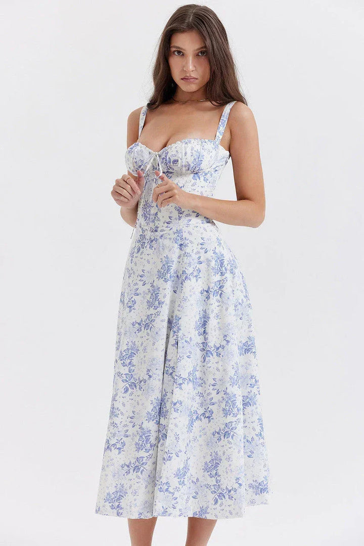 Adèle | Robe Midi Femme Corset Évasée