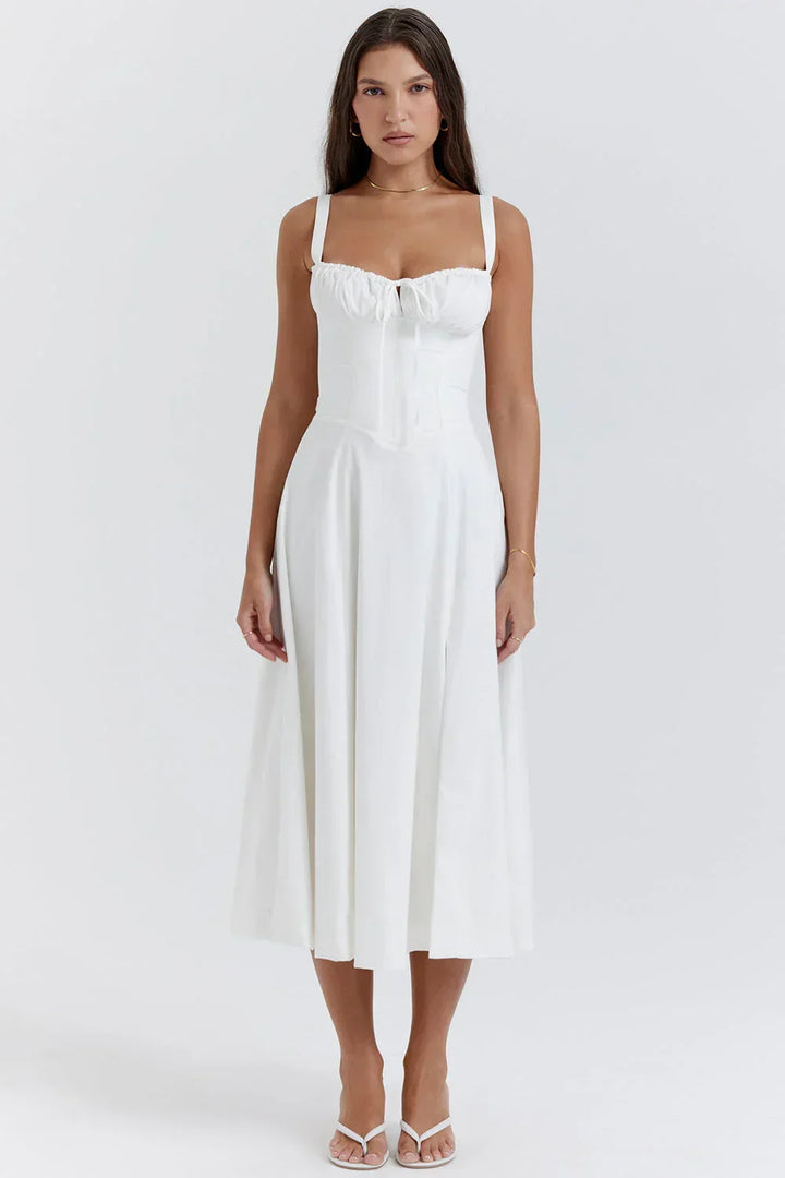 Adèle | Robe Midi Femme Corset Évasée