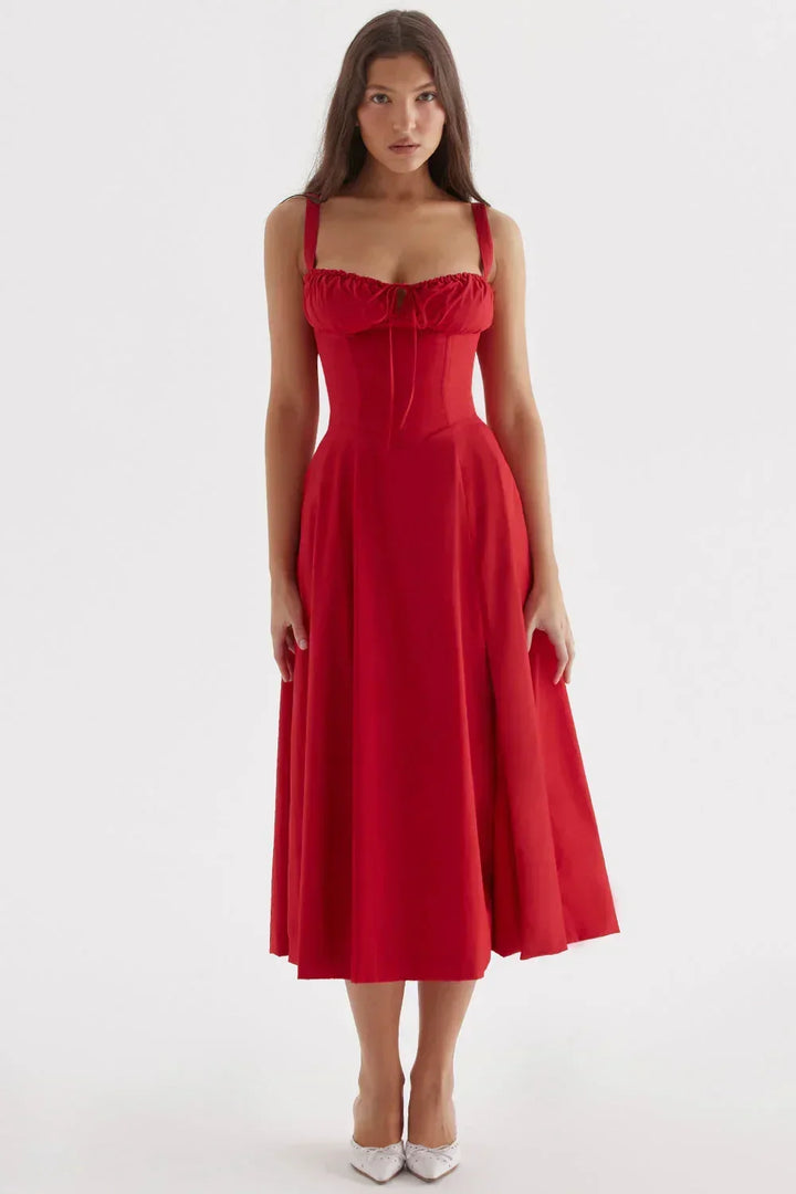 Adèle | Robe Midi Femme Corset Évasée
