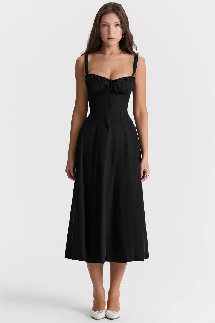 Adèle | Robe Midi Femme Corset Évasée