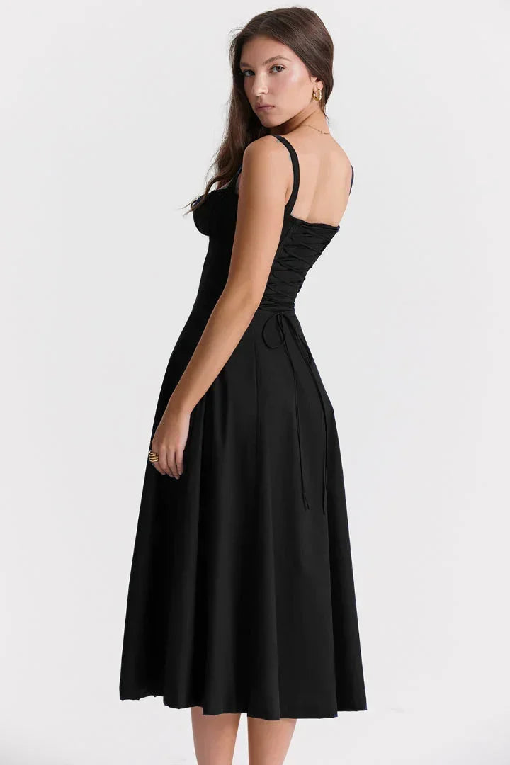 Adèle | Robe Midi Femme Corset Évasée