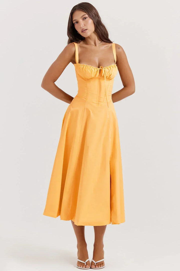 Adèle | Robe Midi Femme Corset Évasée