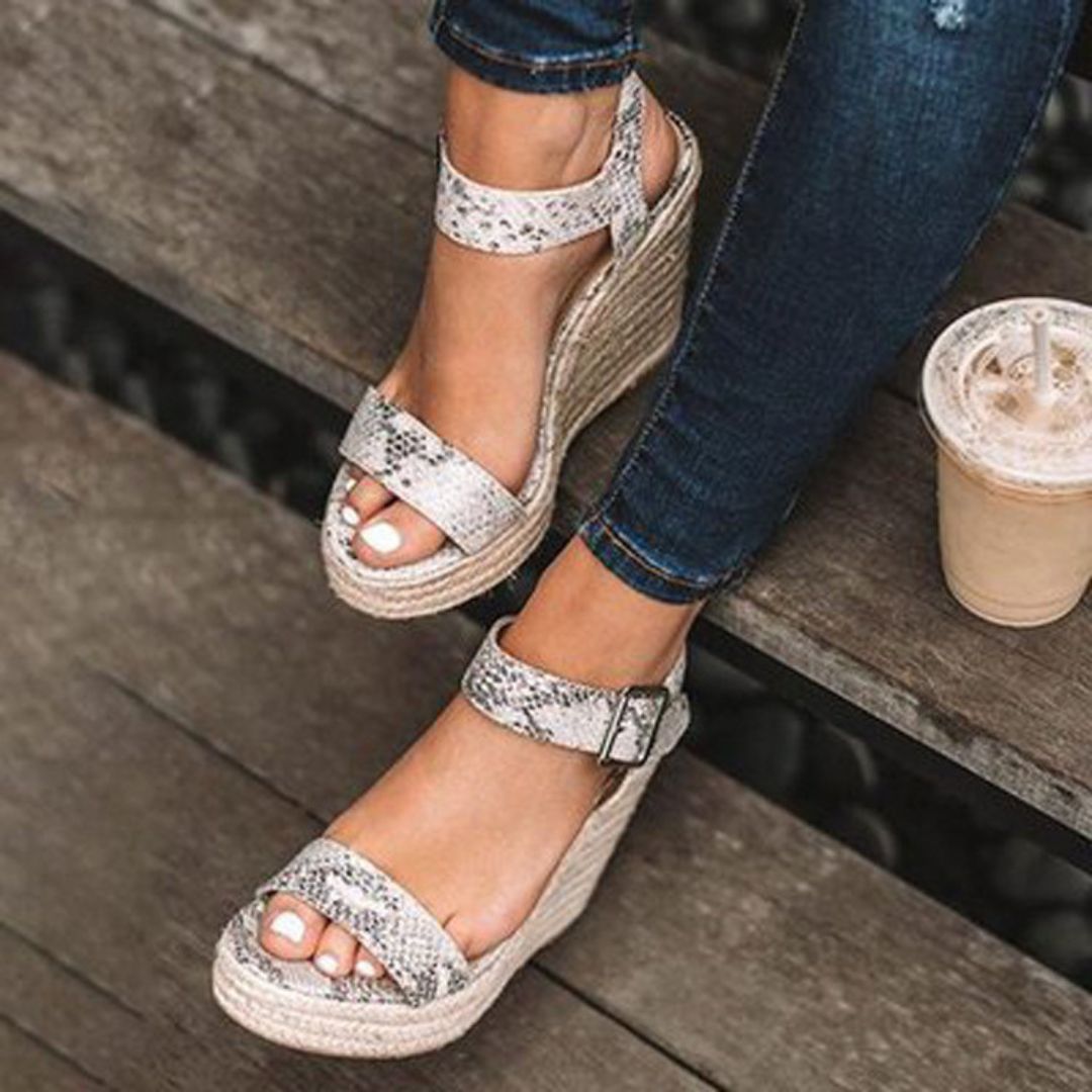 Adèle | Sandales Compensées Espadrille Daim Bout Ouvert Femme