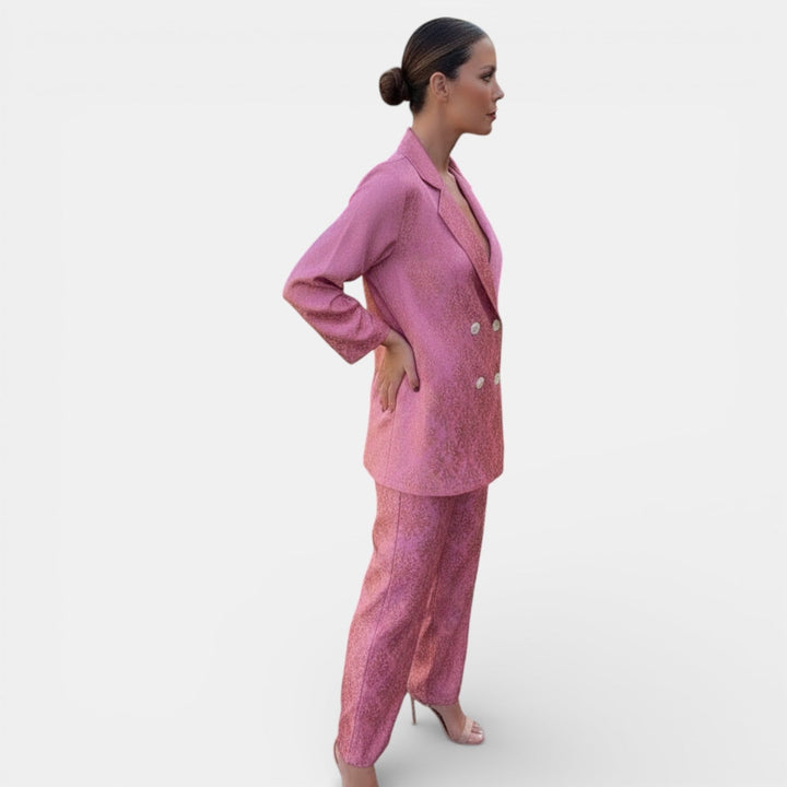 Adèle | Tailleur Pantalon Femme Jacquard Ivoire