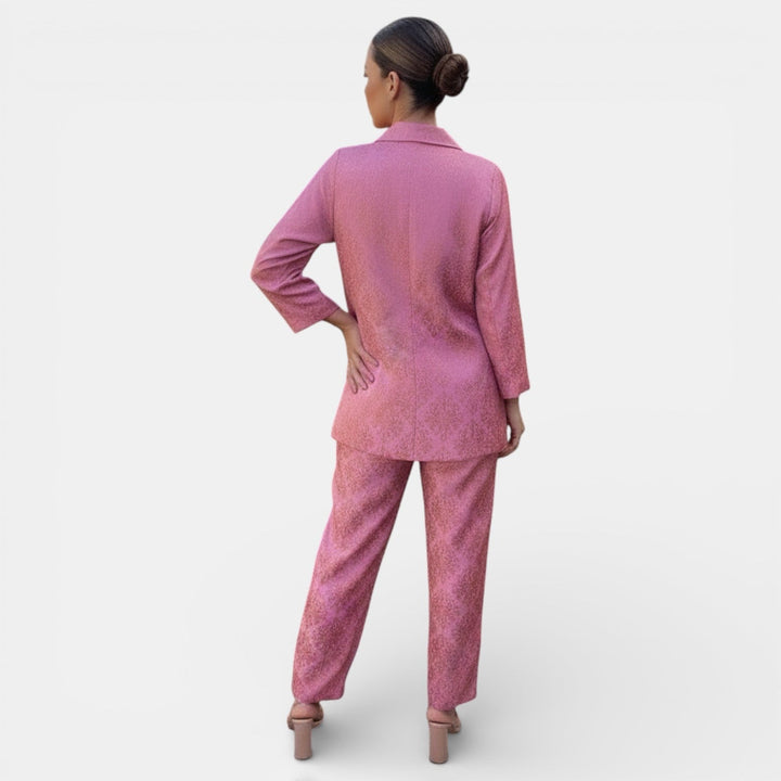Adèle | Tailleur Pantalon Femme Jacquard Ivoire
