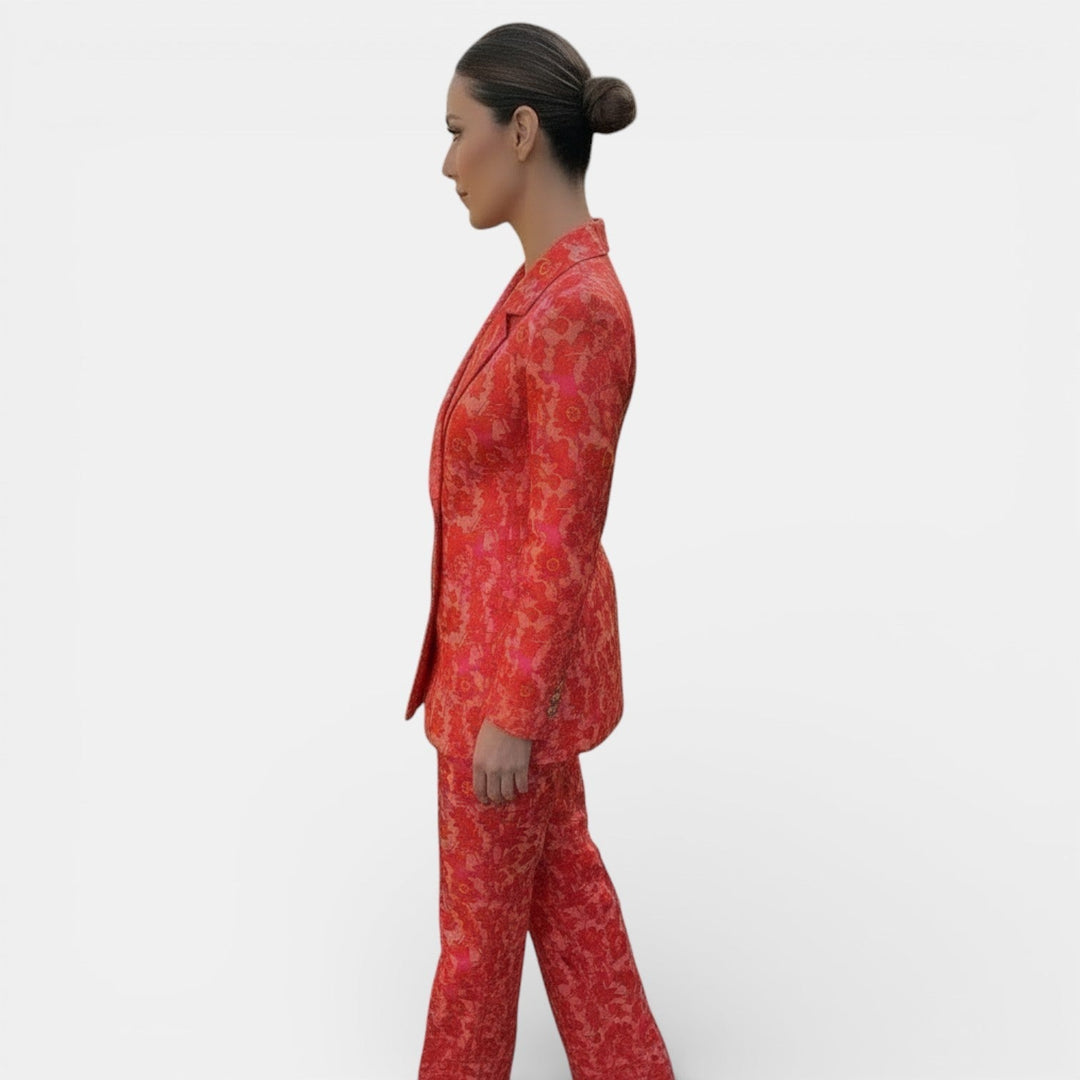 Adèle | Tailleur Pantalon Femme Jacquard Ivoire