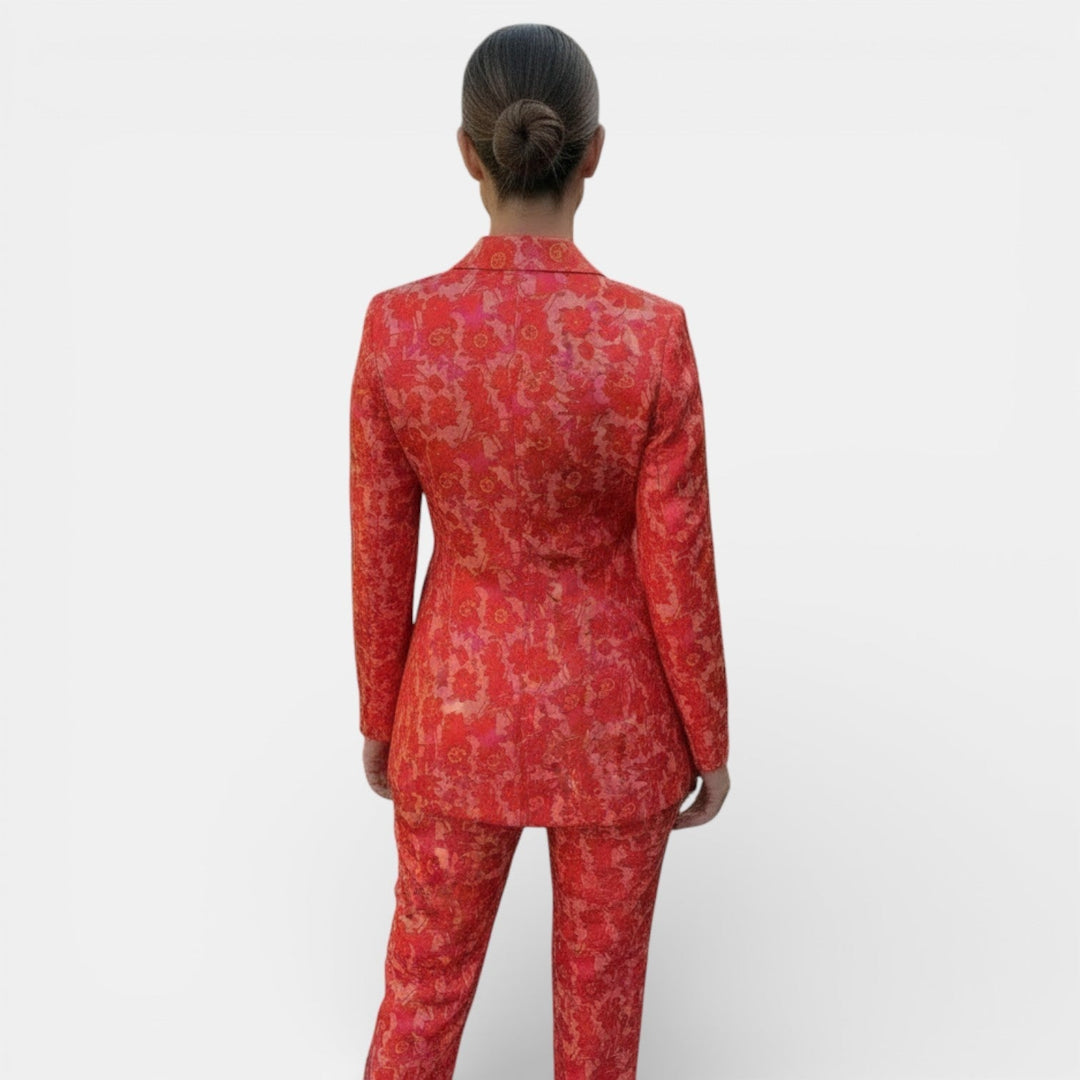 Adèle | Tailleur Pantalon Femme Jacquard Ivoire