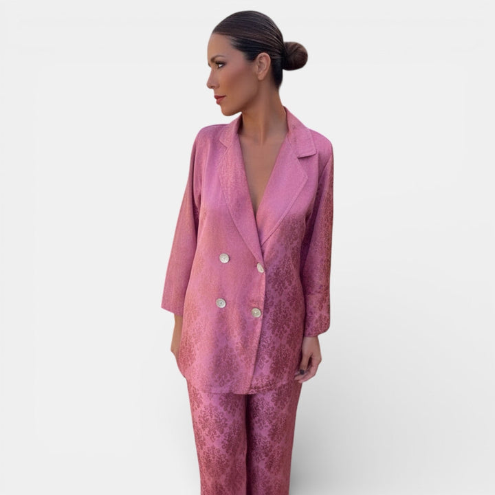 Adèle | Tailleur Pantalon Femme Jacquard Ivoire