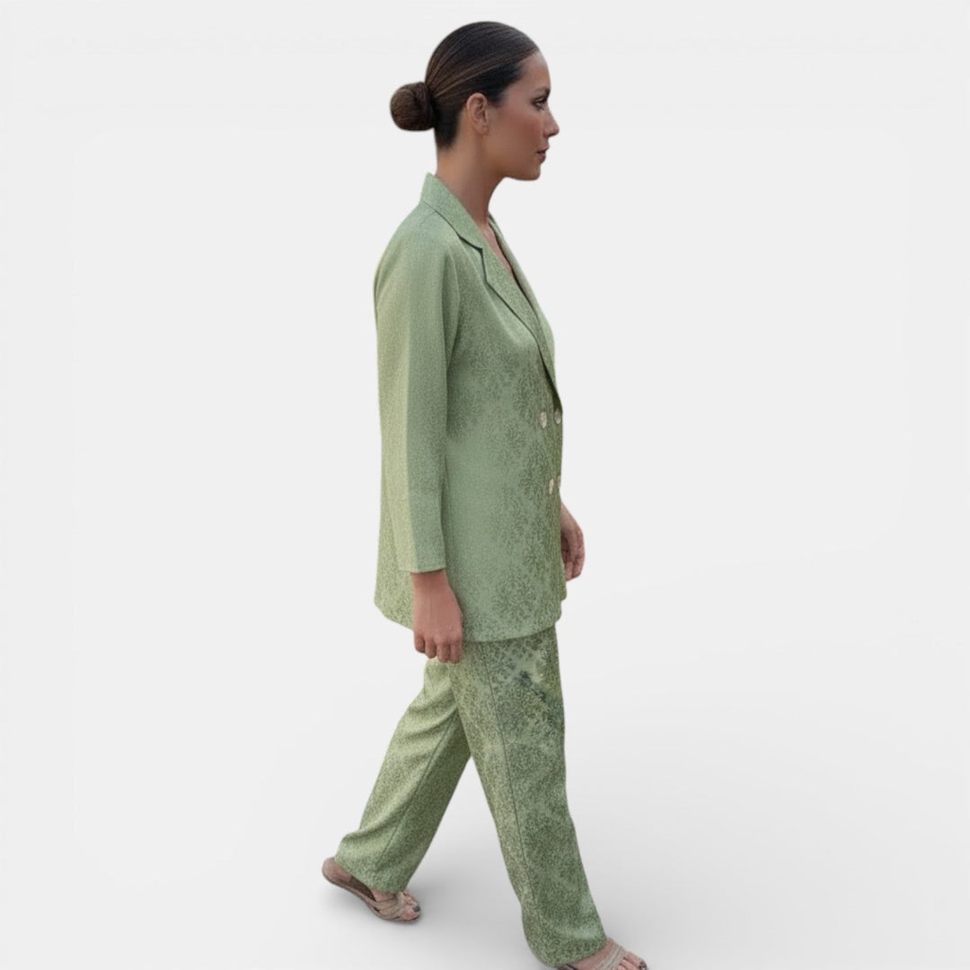 Adèle | Tailleur Pantalon Femme Jacquard Ivoire
