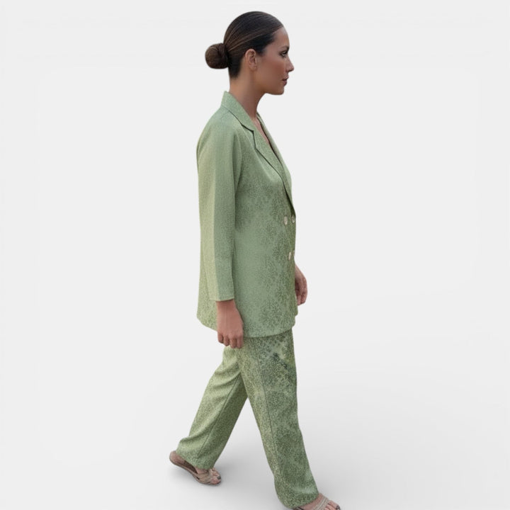 Adèle | Tailleur Pantalon Femme Jacquard Ivoire
