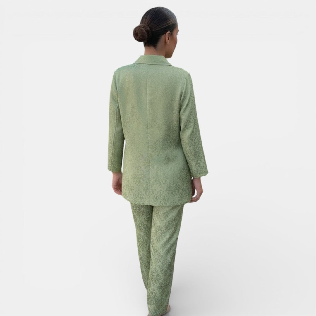 Adèle | Tailleur Pantalon Femme Jacquard Ivoire