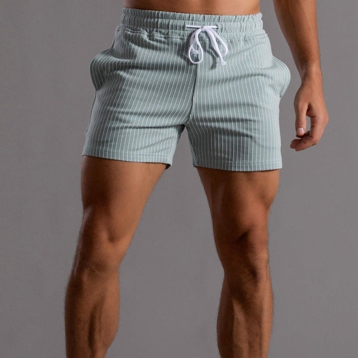 Adrien | Short Homme Rayé Kaki Taille Élastique