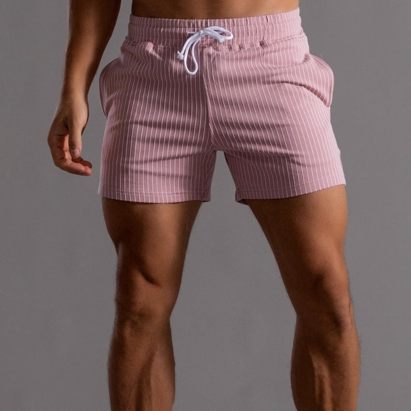 Adrien | Short Homme Rayé Kaki Taille Élastique