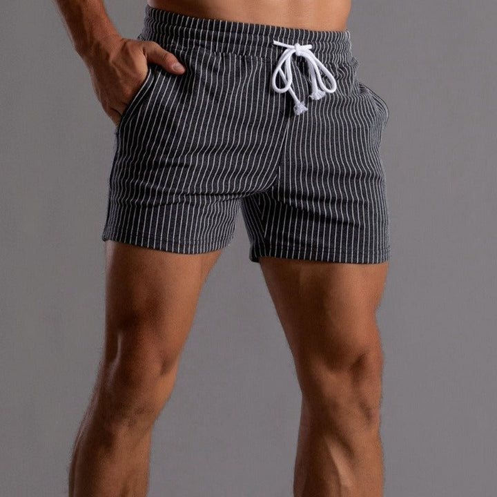 Adrien | Short Homme Rayé Kaki Taille Élastique