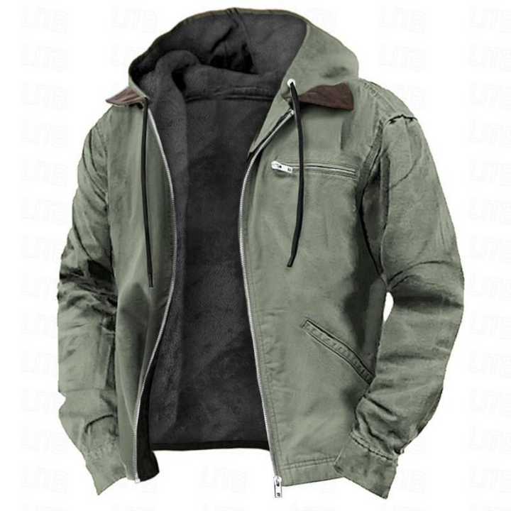 Adrien | Veste Homme Capuche Zippée Toile Doublée Polaire