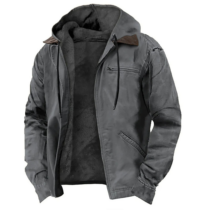 Adrien | Veste Homme Capuche Zippée Toile Doublée Polaire
