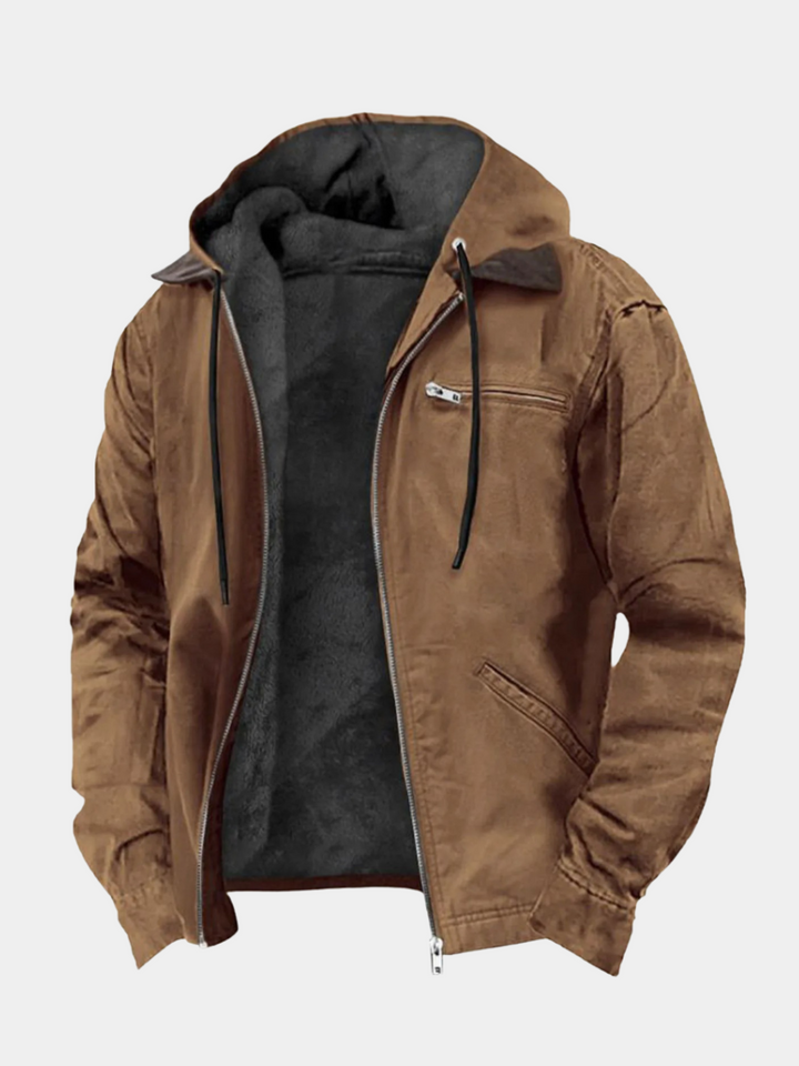 Adrien | Veste Homme Capuche Zippée Toile Doublée Polaire