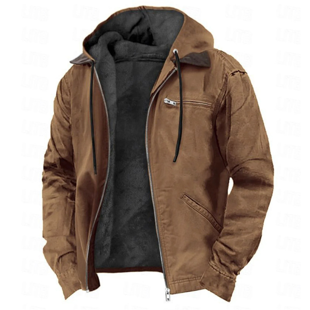 Adrien | Veste Homme Capuche Zippée Toile Doublée Polaire