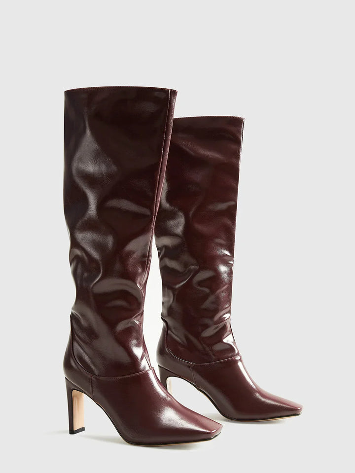 Agathe | Bottes Hautes Vernies Femme Talon Bloc